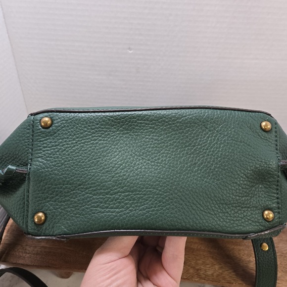 American Leather Co Green Pebbled Leather Crossbody Shoulder Bag Whipstitch... - Picture 16 of 16